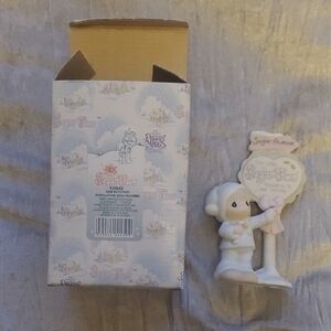 Sam Butcher/ Population Sign- Precious Moments Sugar Town Figurine